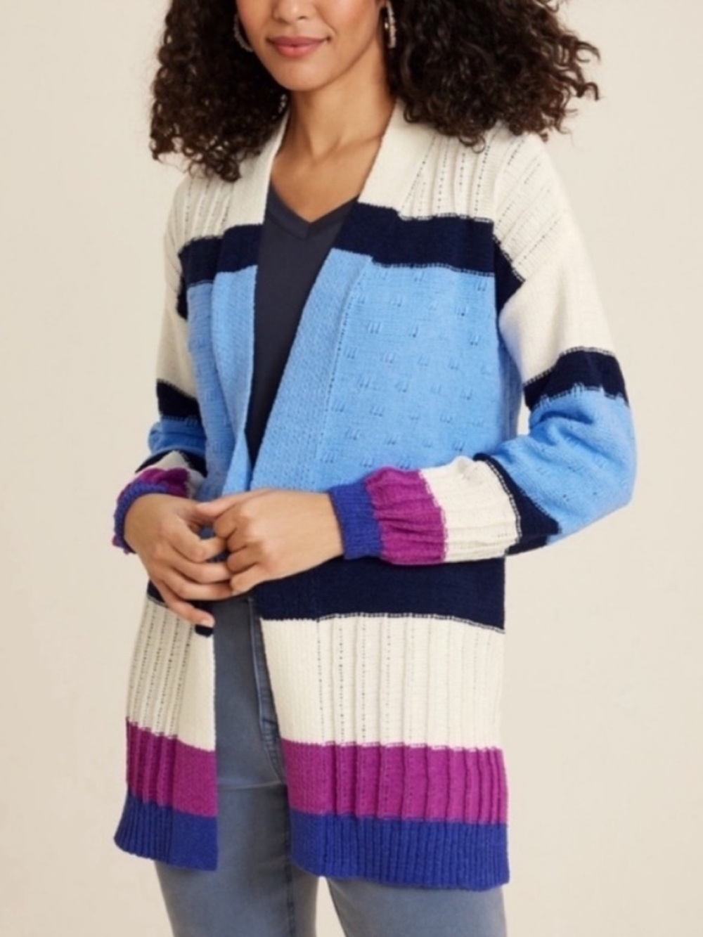 Maurices Striped Chenille Cardigan - Picture 2 of 10